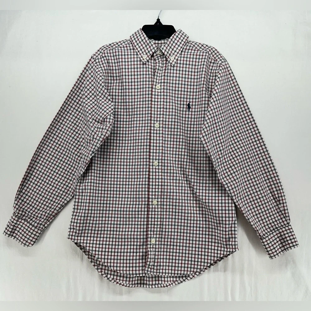 Ralph Lauren Shirt Youth Plaid Classic Long Sleeve Button Down Size 7‎